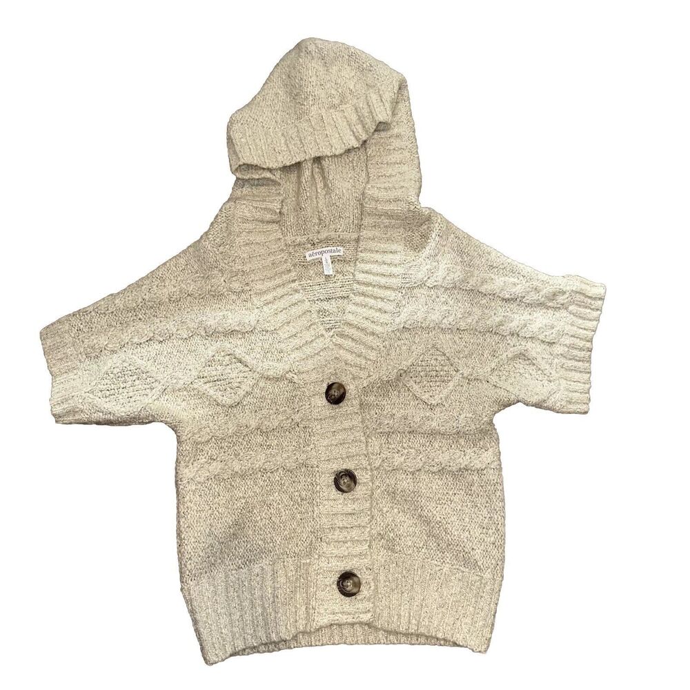 Aeropostale Short Sleeve Sweater Large Cream Tan